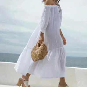 Sunday Saint Tropez NOELIE LINEN DRESS WHITE